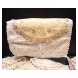 Lot of 11 Vintage Embroidered Linens – Hankies, Table Coverings & More