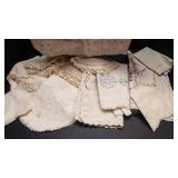 Lot of 11 Vintage Embroidered Linens – Hankies, Table Coverings & More