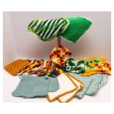 Lot of 9 Hand-Crocheted Hot Pads & a Variety of Granny Square