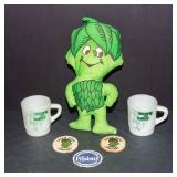 Vintage Green Giant Collectible Lot – Plush, Patches & Fire-King Mugs