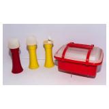Vintage Tupperware Lot – Pack N Carry Lunch Carrier + Mustard & Ketchup Dispensers