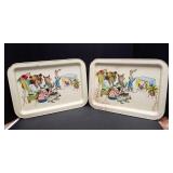 Set of 2 Vintage 1960s Kids TV Dinner Trays – Animal Watching TV Design
