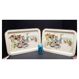 Set of 2 Vintage 1960s Kids TV Dinner Trays – Animal Watching TV Design