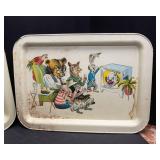 Set of 2 Vintage 1960s Kids TV Dinner Trays – Animal Watching TV Design