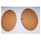 Set of 2 Vintage Native American Hand-Painted Oval Art Panels – Dated 1933