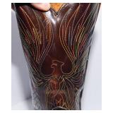Vintage Size 12 Cowboy Boots – Leather with Rainbow Stitching