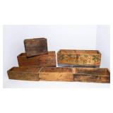 Variety of Vintage Wooden Cheese Boxes + 1902 Anti Borax Compound Wooden Box