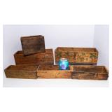 Variety of Vintage Wooden Cheese Boxes + 1902 Anti Borax Compound Wooden Box