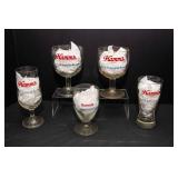 Set of 5 Hamm’s Beer Glasses – Assorted Vintage Styles Barware