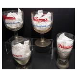 Set of 5 Hamm’s Beer Glasses – Assorted Vintage Styles Barware