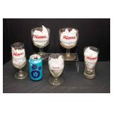 Set of 5 Hamm’s Beer Glasses – Assorted Vintage Styles Barware