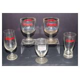 Set of 5 Hamm’s Beer Glasses – Assorted Vintage Styles Barware