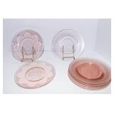 Set of 8 Pink Depression Glass Salad Plates – 2 Designs