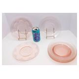 Set of 8 Pink Depression Glass Salad Plates – 2 Designs