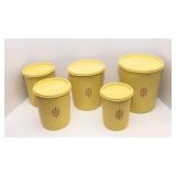Vintage Tupperware Servalier Canister Set – Harvest Gold, 5 Pieces