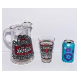 Tiffany-Style Coca-Cola Glass Pitcher & Coordinating Drinking Glass