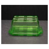 Hazel Atlas Green Uranium Glass Criss Cross Refrigerator Dish w/ Lid – UV Reactive