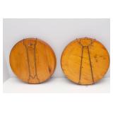 Set of 2 Vintage Hand-Painted Rosemaling Wooden Wall Plates – 10” Diameter