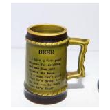 Matching Funny Beer Poem Set – Shot Glass, Ashtray & Coin Bank