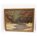 Vintage Winter Landscape Artwork - 17.5" x 21.5"