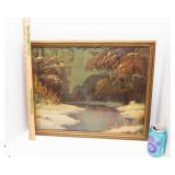 Vintage Winter Landscape Artwork - 17.5" x 21.5"