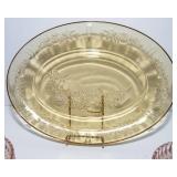 Pink Depression Glass Set + Amber Glass Platter