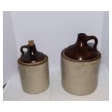 Set of 2 Two-Tone Stoneware Crock Jugs