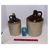 Set of 2 Two-Tone Stoneware Crock Jugs
