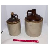 Set of 2 Two-Tone Stoneware Crock Jugs