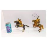 Set of 2 Vintage Marx Wind-Up Cowboy Horse Tin Toys – Moving Lasso Action