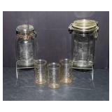 Vintage Glass Jar & Juice Cup Lot – Decker’s Iowana 1908 Patent Jar