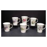 Set of 6 Duchess Fine Bone China Floral Mugs – Assorted Flower Designs