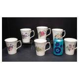 Set of 6 Duchess Fine Bone China Floral Mugs – Assorted Flower Designs