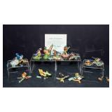 Set of 15 Bird Miniatures – 1983 Royal Cornwall Bisque Porcelain + Plastic Birds