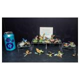 Set of 15 Bird Miniatures – 1983 Royal Cornwall Bisque Porcelain + Plastic Birds