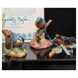 Set of 15 Bird Miniatures – 1983 Royal Cornwall Bisque Porcelain + Plastic Birds