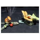 Set of 15 Bird Miniatures – 1983 Royal Cornwall Bisque Porcelain + Plastic Birds