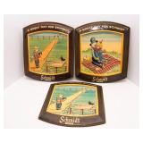 Set of 3 Vintage 1970s Schmidt Beer Scarecrow Signs – “A Great Day for a Schmidt”