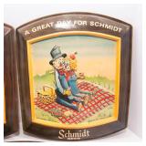 Set of 3 Vintage 1970s Schmidt Beer Scarecrow Signs – “A Great Day for a Schmidt”
