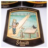 Set of 3 Vintage 1970s Schmidt Beer Scarecrow Signs – “A Great Day for a Schmidt”