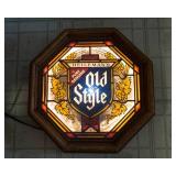 1978 Old Style Beer Lighted “Stained Glass” Sign – 15” x 15”