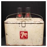 Vintage 7UP Cooler with 2 “7UP The Uncola” Glasses