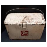 Vintage 7UP Cooler with 2 “7UP The Uncola” Glasses