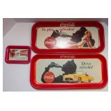 Set of 3 Coca-Cola Serving Trays – 1990/1991 Reproductions of Vintage Designs