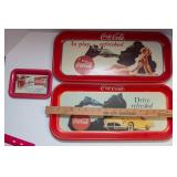 Set of 3 Coca-Cola Serving Trays – 1990/1991 Reproductions of Vintage Designs