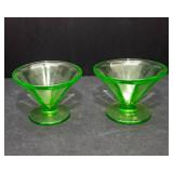 Uranium Glass Lot – 2 Sherbet Cups & 1 Punch Cup