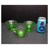 Uranium Glass Lot – 2 Sherbet Cups & 1 Punch Cup
