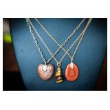 Set of 3 Dainty Stone Pendant Necklaces