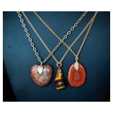 Set of 3 Dainty Stone Pendant Necklaces