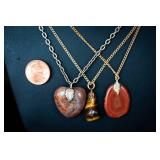 Set of 3 Dainty Stone Pendant Necklaces